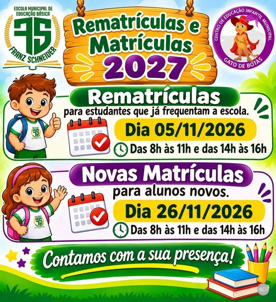 Escolas de Presidente Getúlio abrem calendário de matrículas para 2027
