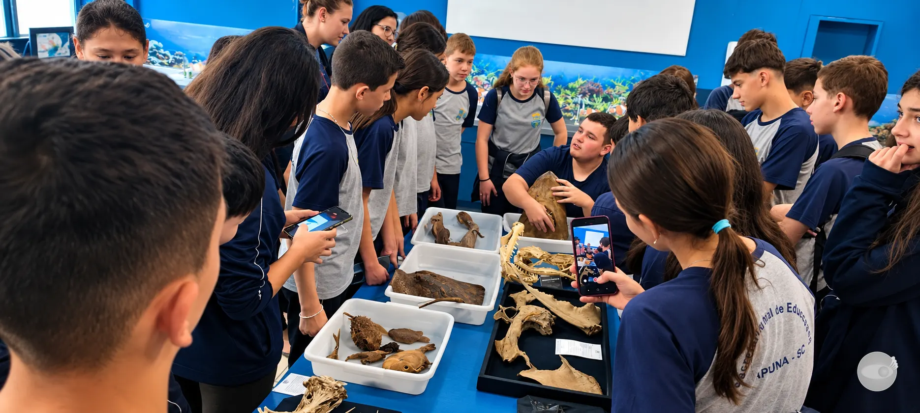 Alunos de Apiúna visitam aquário e museu oceanográfico em viagem de estudos