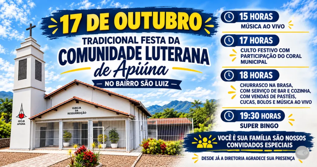 Comunidade Luterana de Apiúna realiza festa tradicional neste sábado (17)