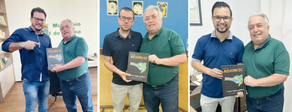 Autoridades apiunenses recebem revista da Adjori/SC